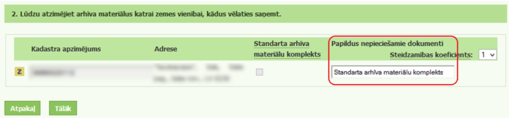 Standarta arhīva materiālu komplekts