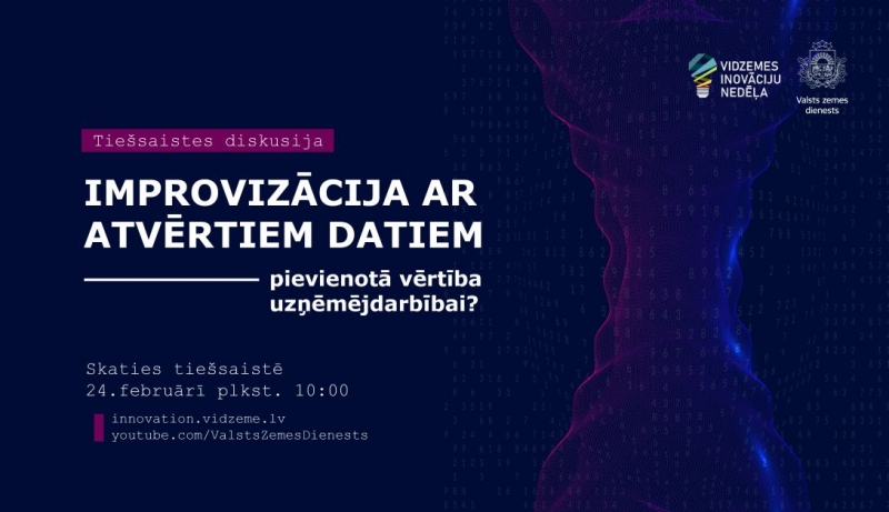 Uzaicinājums piedalīties VZD organizetā pasākumā – Improvizācija ar atvērtajiem datiem, kas norisinās 2023. gada Vidzemes inovāciju nedēļas ietvaros 