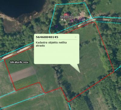 Daļa no zemes robežu plānā attēlotās zemes vienības, kas Kadastra informācijas sistēmā reģistrēta, kā plānotā zemes vienība un tās robežas attēlotas kadastra kartē