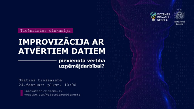 Uzaicinājums piedalīties VZD organizetā pasākumā – Improvizācija ar atvērtajiem datiem, kas norisinās 2023. gada Vidzemes inovāciju nedēļas ietvaros 