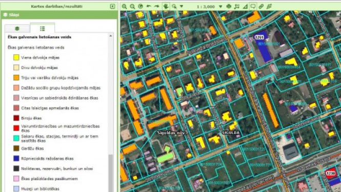 Attēls – Jauna tematiskā karte – Ēkas galvenais lietošanas veids – portālā Kadastrs. lv