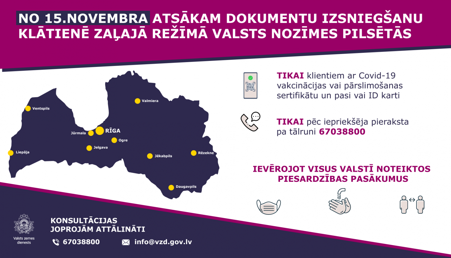 Informatīvs attēls – Klientu apkalpošanas centru darba laiks pēc 15. novembra