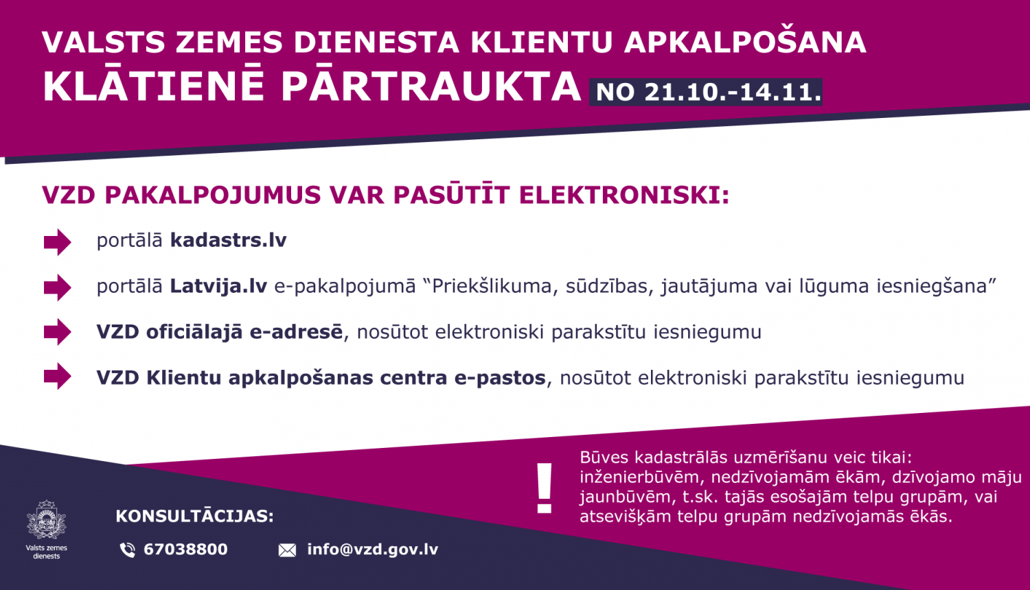 Informatīvs attēls – Pārtraukta VZD klientu apkalpošana